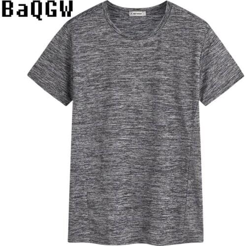 Summer Mens Short Sleeve Plus Size Outdoor T-shirt Mens O-Neck Sweatshirt Breathable Basic Solid Fitness Bodybuilding T-shirt