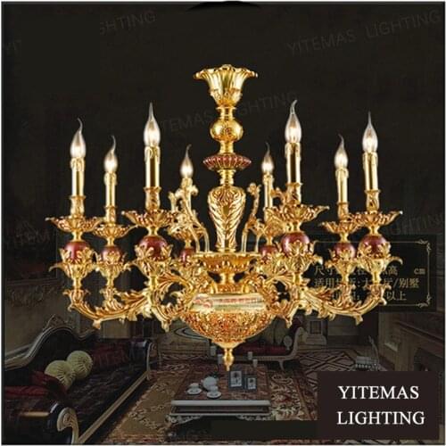 French style candle chandelier gold zinc alloy living room restaurant lobby villa hotel chandelier cheap wholesale