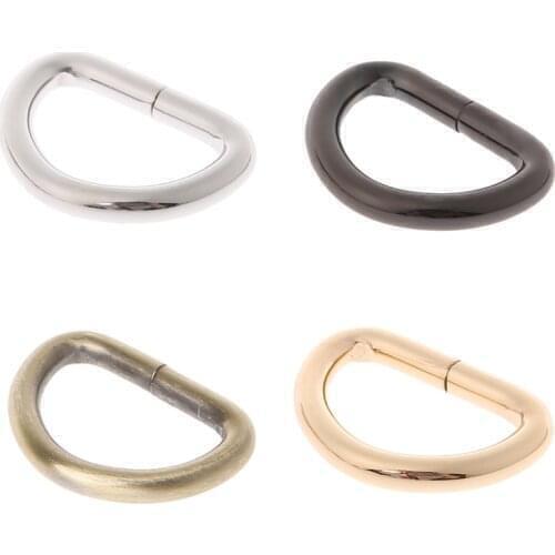 10Pcs/Lot Metal D Ring Buckle Hand Purse Strap Belt Dog Collar Chain Clasp Half Round DIY Needlework Heavy DIY Bag Accessories