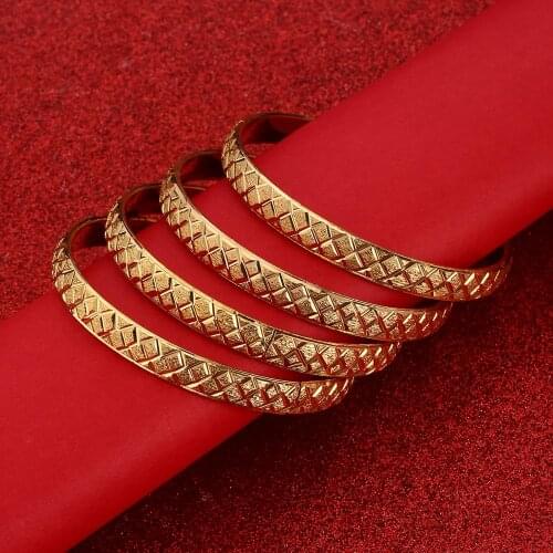 Trendy 24K Gold Bangle for Women Girl Special Dubai Wedding Bride Bracelet Ramadan Middle East Jewelry Can Open