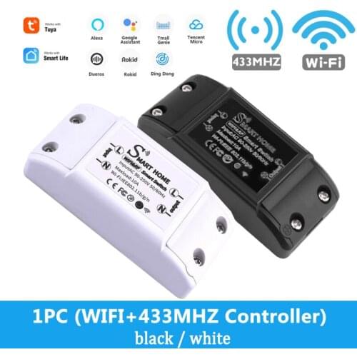 Tuya Switch WiFi+RF 433 Smart Switch Module Four Control Remote Control Support Google Home Amazon Alexa