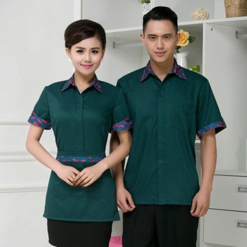 Waitress Restaurants Uniform Hotel Work Clothes Hot Pot Shop Tea House Catering Plus Size Breathable Short-sleeved Waiter H2261