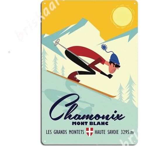 Chamonix Ski Poster Metal Signs Cinema Garage Decoration Painting Décor Home Tin sign Posters