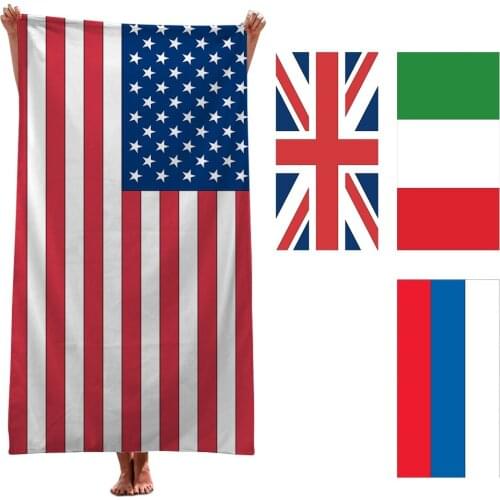 80*160cm Flag Printed Microfiber Bath Beach Towel for Adults Soft Water Absorbing Breathable Summer Beach Blanket