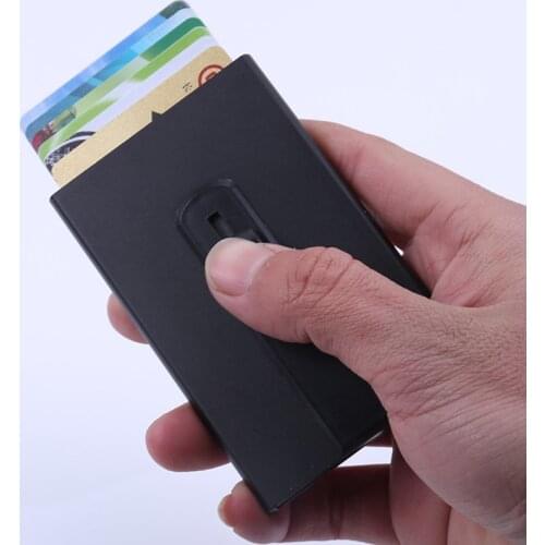 Simple Mens Card Case RFID Blocking Metal Alloy Slim Card Holder Mini Wallet for Men