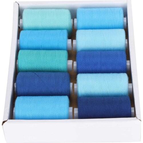 Rubber band Elastic Bands 10 Rolls Blue Sewing Thread Set Cool Tone Household DIY Accessories 1000 Yards Per Spool 402 sewing