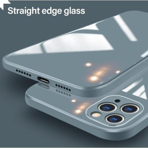 Luxury Cute Plain Mirror Tempered Glass Phone Case For iPhone 12 11 Pro max SE XSmax XR X 8 7 6 Plus Camera Protection Cover