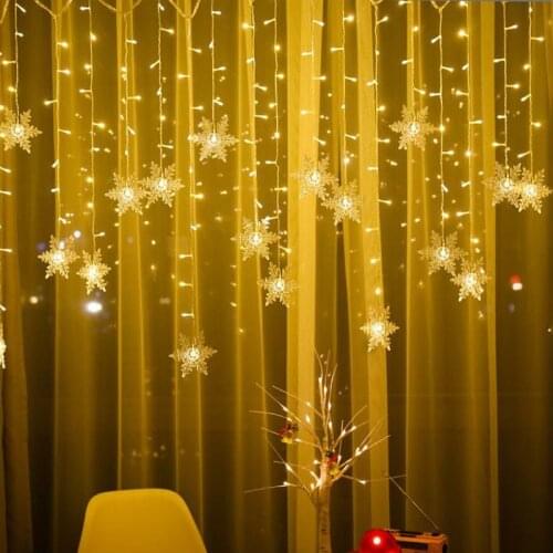 Christmas Indoor Outdoor Snowflake LED String Light Holiday Party light Curtain Light Garland For Holiday Party New Year Decor