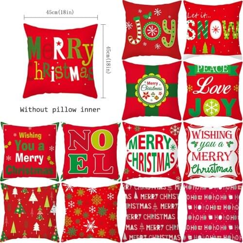 Cushion Cover Christmas Decorations for Home Nordic Sofa Bed Throw Pillow Case Red Modern 45x45 cm Rectangular Linings Car Seats