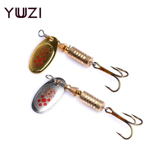 YUZI 2018 1PCS 4.1cm-7.3cm Size 2 Spinner Spoon Bait Fishing Lure Hard Bait Fishing Spoon with Treble Hooks Fishing Tackle