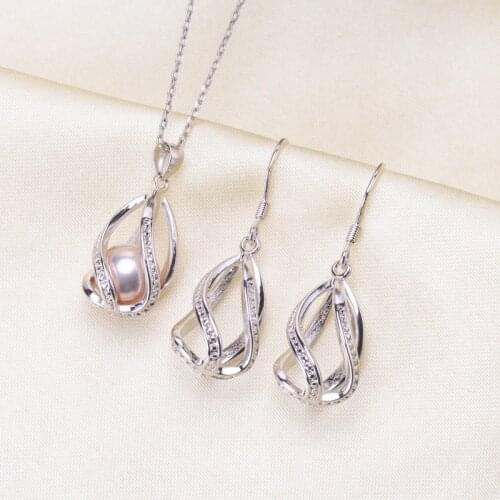 DIY Cage Pendant and Earrings Jewelry Set Base Mountings Settings Findings Jewelry Settings Parts for Pearls Beads Stones