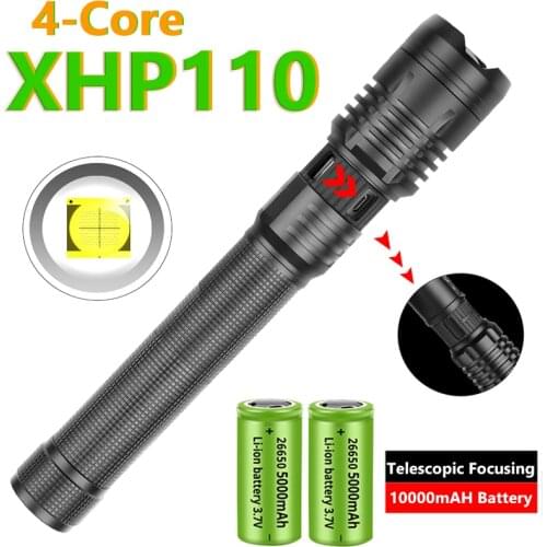 XHP110 Super Bright LED Flashlight Rechargeable Torch XHP90 XHP50 USB Zoom Lantern Camping Hunting Lamp Use 18650/26650 Batterys