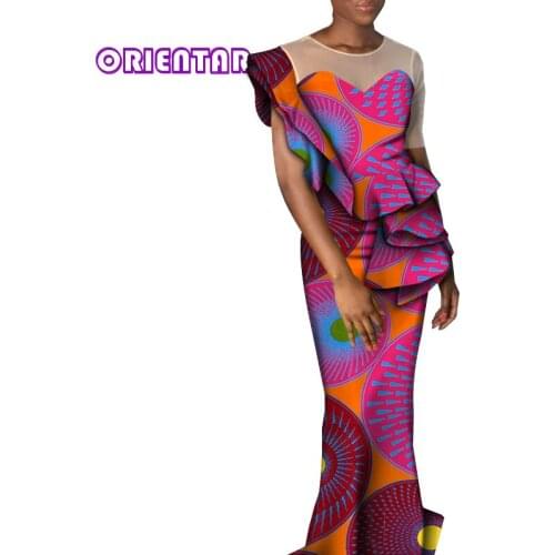 Traditional Afrian Clothing African Dresses for Women Bazin Riche Robe Africaine Ankara Long Dress Women African Clothes WY8348