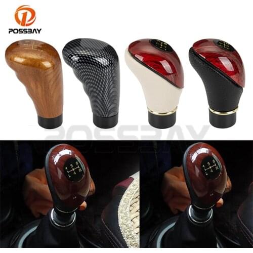 POSSBAY Imitation Carbon Fiber Gear Knob Universal Gear Stick Shifter Lever Knob Handle Cover for BMW Peugeot Ford Shift Knob