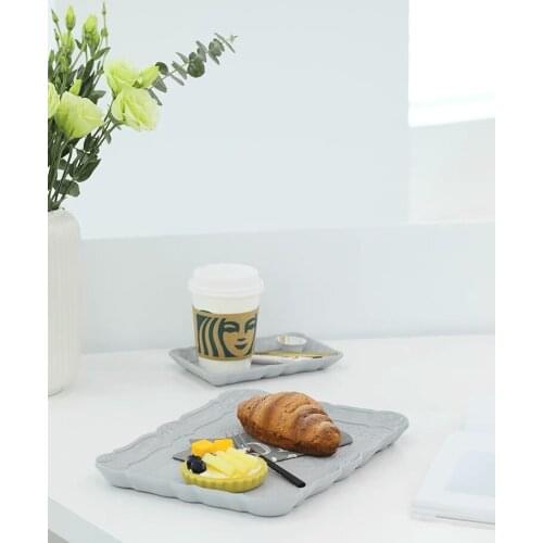 Ins Morandi shell carving vintage wooden Decorative Trays Jewelry Pallet Dish Dessert Perfume Home Bowls Storage