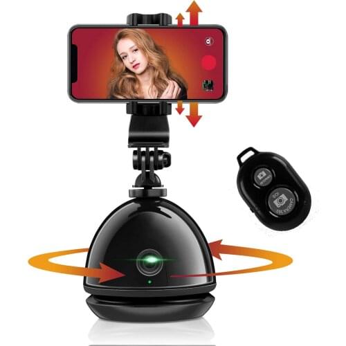 360°Rotation Auto Face Tracker Stabilizer Cell Phone Holder, Podcasting|Vlogging|Video Camera Stick Mount for iPhone/Android