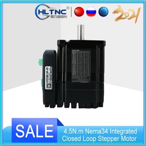 JMC 4.5N.m Nema34 Integrated Closed Loop Stepper Motor 6A 24-80VDC 2000rpm Hybrid Servo Motor and Driver iHSS86-60-45