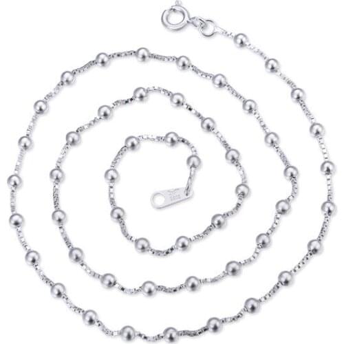 YJAX002195 New Fashion Ladies Accessories Temperament Simple 08 Box Chain 2.5 Beads Necklace S925 Sterling Silver Jewelry
