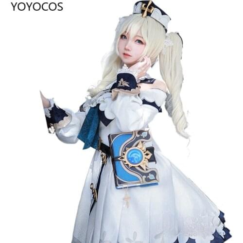 YOYOCOS Genshin Impact Barbara Cosplay Game Outfit Sexy Maid Outfit Cute Costume Halloween Holiday Set Sexy Clothes Anime Skirt