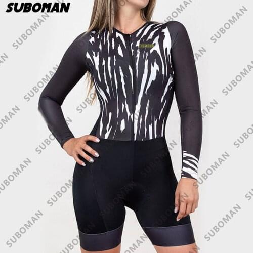 Suboman team 2021 Triathlon Womens Temperament long sleeve bike Jersey One Piece Jumpsuit Summer Macaquinho Ciclismo Feminino