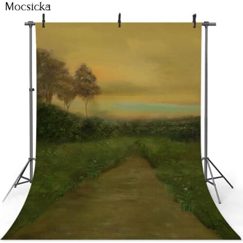 Oil Painting Road Landscape Backdrop for Photography Studio Abstract Texture Adult Birthday Portrait Background for Photo Studio