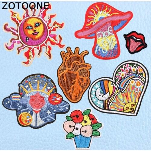 ZOTOONE Sun Flowers Patches for Clothing Diy Iron on Embroidery Personality Appliques Custom Patch for Kids Decors for Clothes E
