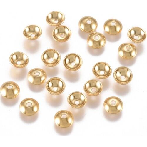20pcs 3mm 4mm Golden 304 Stainless Steel Apetalous Bead Caps for Jewelry Making Findings DIY Accessories