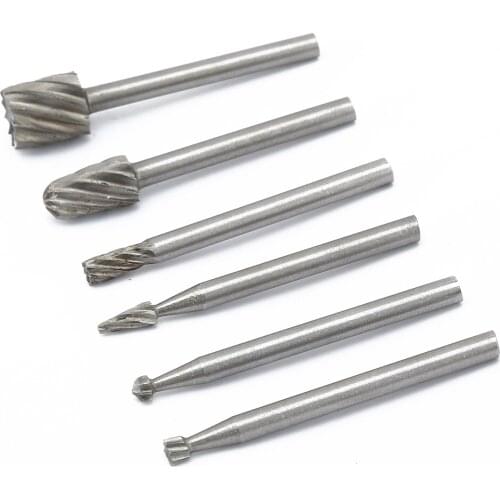 6Pcs 3.17mm Shank HSS Wood Routing Router Bits Milling Cutter Rotary File Set for Drill Rotary Tool Dremel Accessories