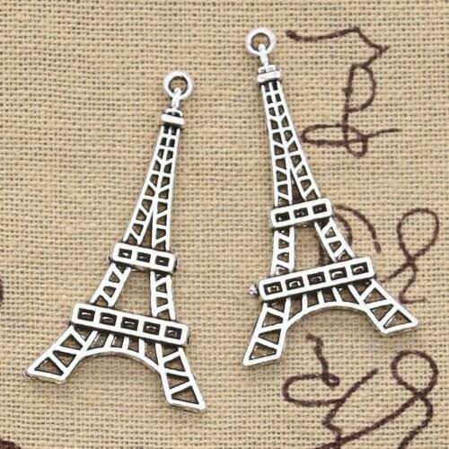 6pcs Charms Eiffel Tower Paris 24x44mm Antique Pendant Fit Vintage Tibetan Bronze Silver Color DIY Handmade Jewelry