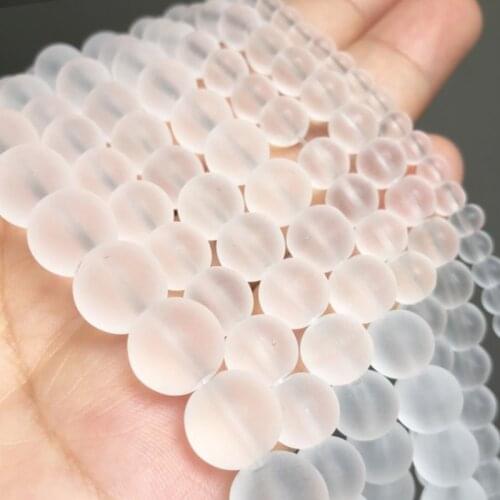Natural Stone Matte White Crystal Glass Beads Round Loose Spacer Beads For Jewelry Making 4/6/8/10/12mm DIY Earing Bracelets 15"