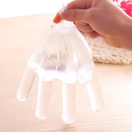 100 Pieces Household Disposable Gloves Food Grade PE Film Five-finger Sanitary Gloves Kitchen Gloves