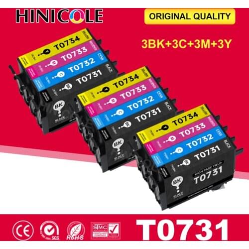 12 Pcs Compatible T0731 T0732 T0733 T0734 T0735 XL Ink Cartridge for Epson Stylus CX 7300 7310 8300 9300F 5900 6900F Printer
