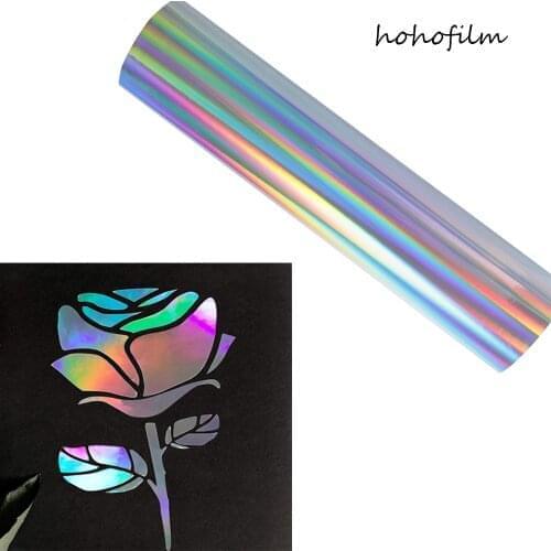 HOHOFILM Holographic Rainbow Craft Vinyl Cutting vinyl Adhesive Sticker faux artificial For CAR wall Cutting Film self-adhesive