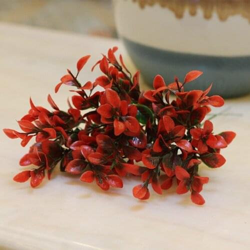 Artificial Red bean leaf single-vessle Eucalyptus Leaf Flower arrangement with material Green plant wall Plastic grass