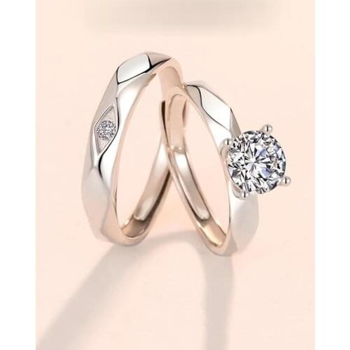 S925 Silver Zircon Ring Couple Ring Wedding Ring Light Luxury Six-claw Diamond Ring 925 Sterling Silver Jewlery Sets Jewellery