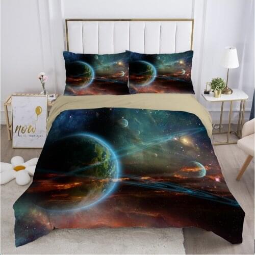 Galaxy bedding set Europe King Single Duvet cover set pillow case Bed linens Quilt cover 240x260 240x220 Black Star Red