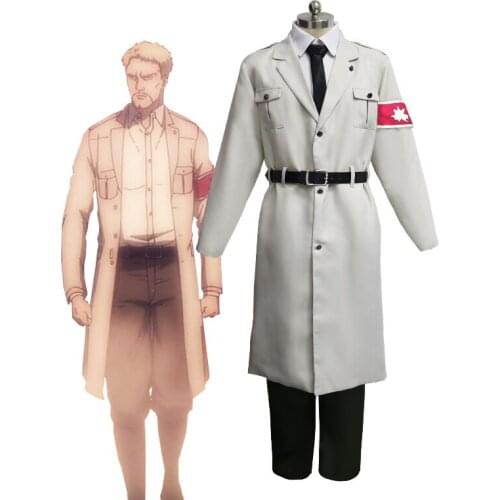 Attack on Titan Season 4 Cosplay Marley Military Uniform Sets Anime Halloween Party Trench Shirt Pant Role Play C158M156