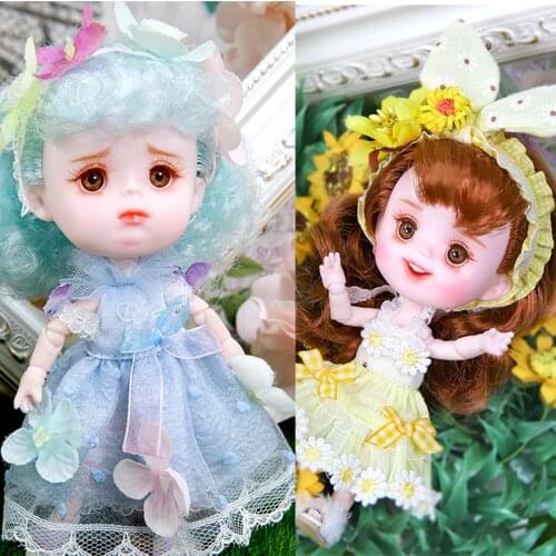 12cm Mini Baby BJD Dolls Girl Lovely Moveable Joints 3D Eyes Doll Princess