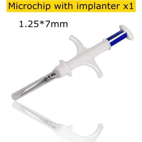 Pet Id Microchip 1.25*7mm RFID Glass Transponder Smart Chip with Implanter for Birds Livestock Small Animal Injecting Pet Breed
