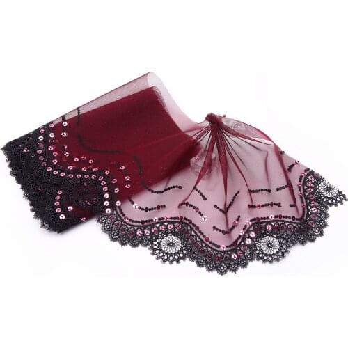 MLAEY2Yards/Lot High Quality Red Lace Trim Embroidery Lace Fabric Mesh Lace Ribbon Tulle Guipure Cord Lace Sewing DIY Doll Cloth