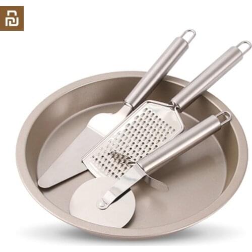 Pizza Pan Set Baking Tools for Oven Sa Pan Cutting Wheel Spatula Cheese Planer Baking Four-piece Set for youpin youpin