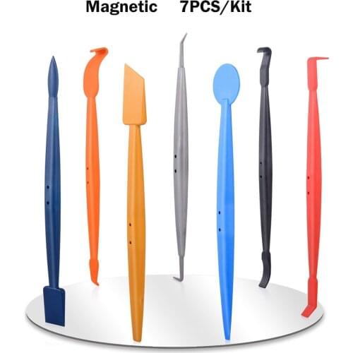 EHDIS 7PCS Micro Magnet Stick Squeegee Tool Set Carbon Fiber Vinyl Car Wrapping Tool Kit Window Tint Film Car Wrap for Corner