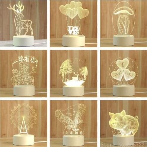 3D Desktop Night Light Acrylic Creative Night Light Boy Girl Holiday Gift Decoration Night Light Bedroom Bedside Table Lamp