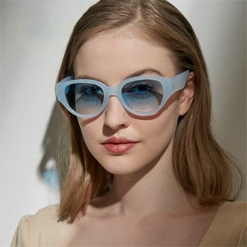 Retro Oval Women Sunglasses Fashion Jelly Blue Purple Eyewear Shades UV400 Men Cat Eye Colorful Sun Glasses