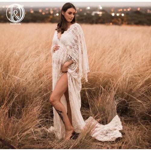 Don&Judy Boho Tulle Embroidery Maternity Dress for Photography Custom Made Pregnancy Tassels Dress Photo Shoot Party Prom Gowns