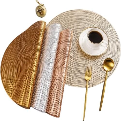 Basedidea Nordic Style PVC Placemat Round Shape Waterproof Tablemat Heat Insulation Anti-slid Pad for Hotel Restaurant