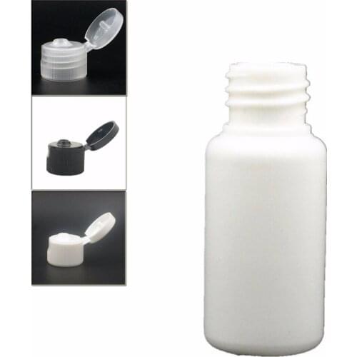 15ml empty Plastic Bottles, white PE bottle with black/transparent/white flip-top cap X 10