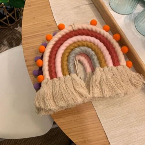 Rainbow Wall Hanging Colorful Handmade Weaving Ornament Home Decoration Accessories for Bedroom Nursery Baby Kids Rooms