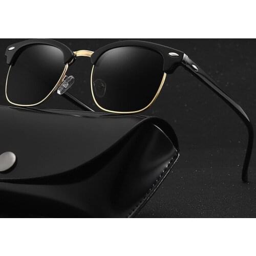 VWKTUUN Polarized Sunglasses Men Women Classic Brand Design Sun Glasses Square Semi Rimless Vintage Mens Sunglasses UV400 Oculos