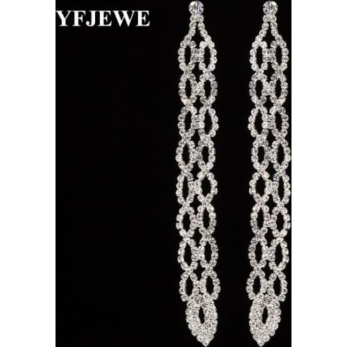 YFJEWE Fashion Rhinestone Women Jewelry Full Crystal Filled Long Drop Earrings Women High quality gift party #E438